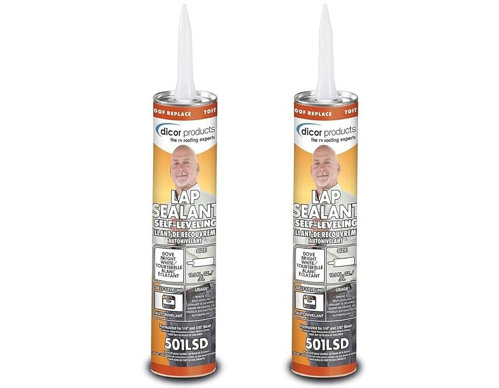 Dicor Self-Leveling Lap Sealant for RV Roof Repair in Dove White, 2-Pa