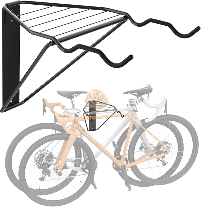 WALMANN Foldable Wall Mounted Bike Rack for Indoor Storage of 2 Bicycl