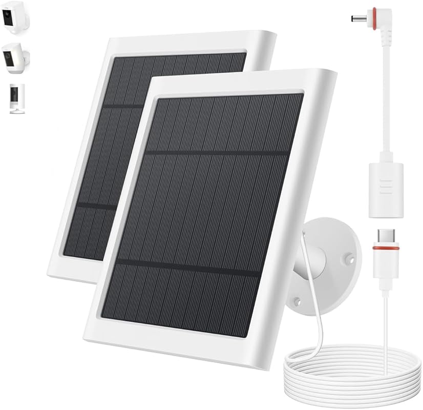 Solar Panel Charger for Ring Outdoor Cameras with 10ft Cable and USB-C