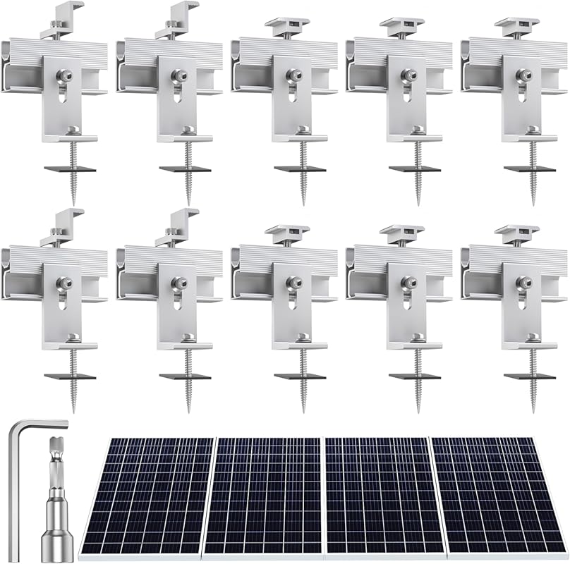 Solar Panel Mounting Brackets Kit: 10-Piece Aluminum Alloy Set for Fla
