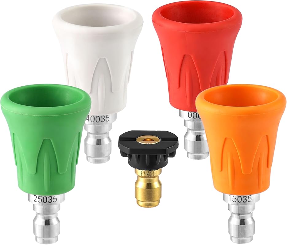 5-Piece Pressure Washer Nozzle Guard Set with Stainless Steel Tips and