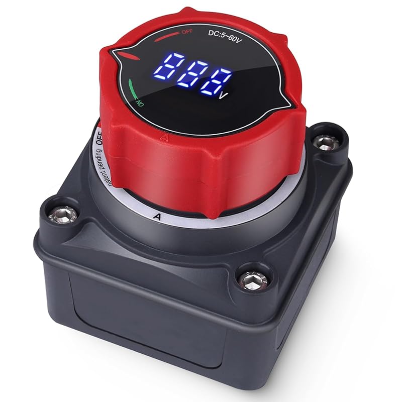 Upgrade Battery Disconnect Switch with Voltmeter for DC 5-60V Marine, 