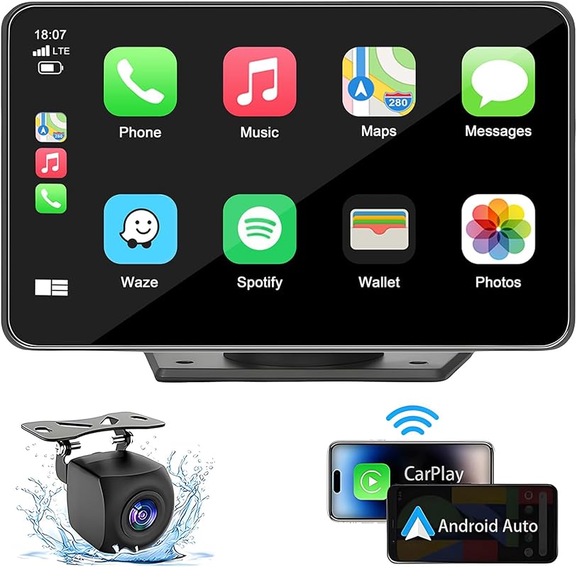 7-Inch HD Portable Wireless Car Stereo with Apple CarPlay and Android 