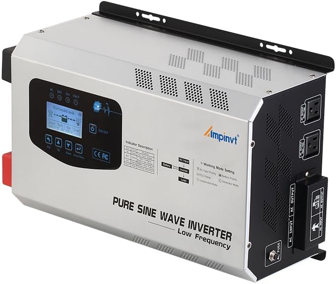 Ampinvt 3000W Pure Sine Wave Power Inverter with 9000W Surge, Battery 