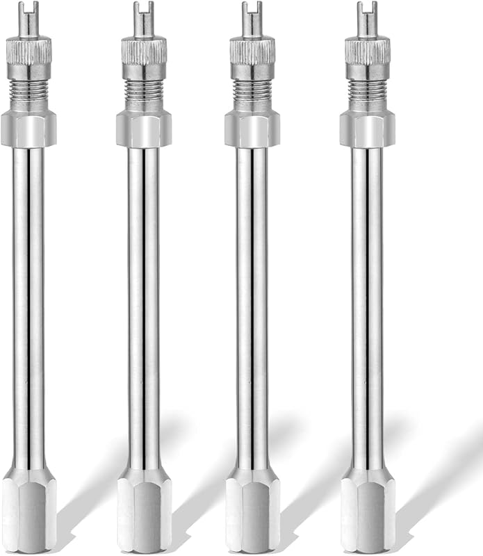 4-piece 4-inch heavy-duty chrome brass dually valve stem extenders for