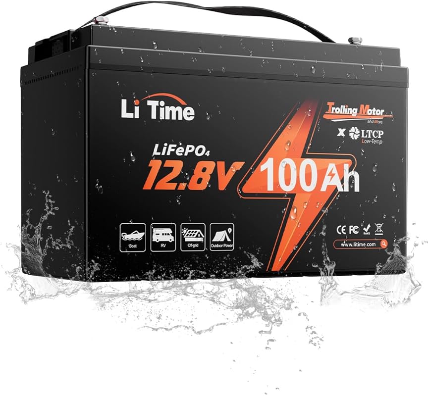 LiTime 12V 100Ah Group 31 Lithium Trolling Motor Battery with Built-in