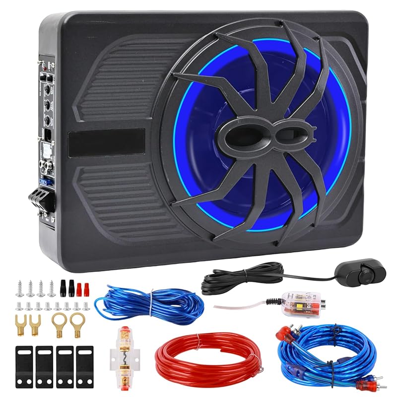 Generic 800W under-seat powered car subwoofer with built-in amplifier,