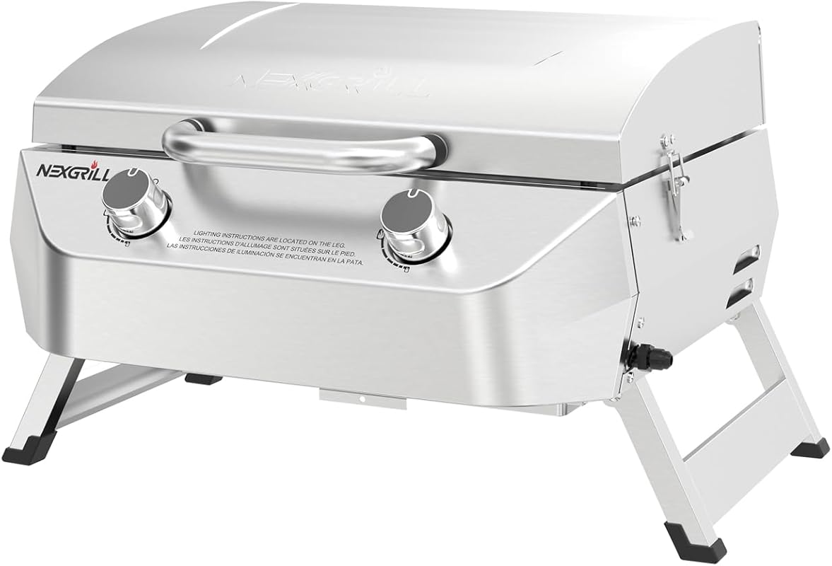 Nexgrill Stainless Steel 2-Burner Portable Gas Grill with 20000 BTU an