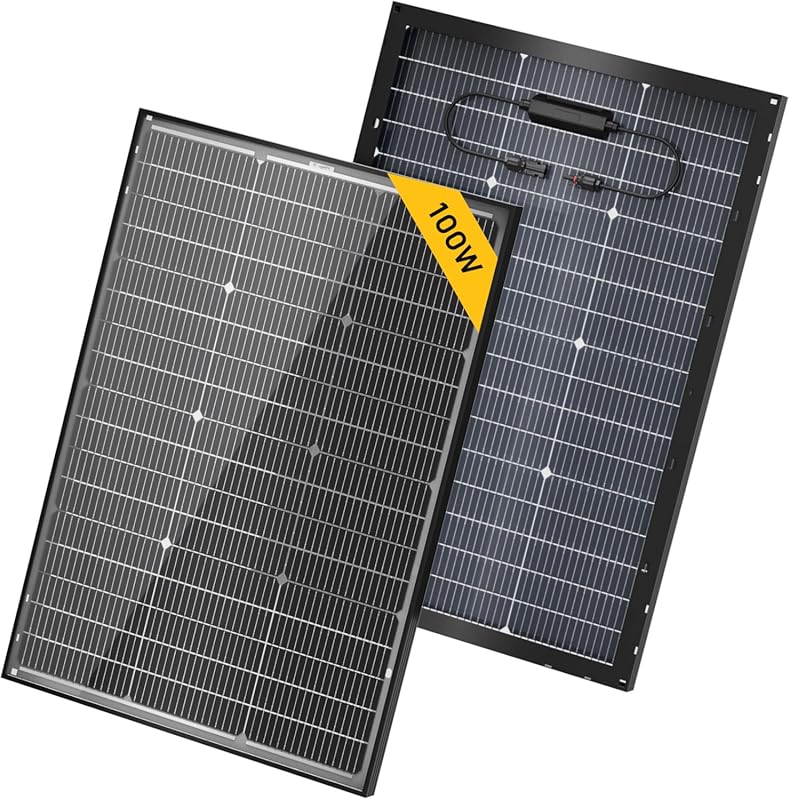 BougeRV 100W Bifacial Solar Panel with 24V Output for RV, Camping, and