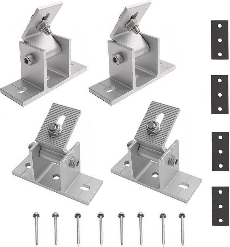 4-Pack Adjustable Solar Panel Tilt Mount Bracket for Flat Roofs: 10° t