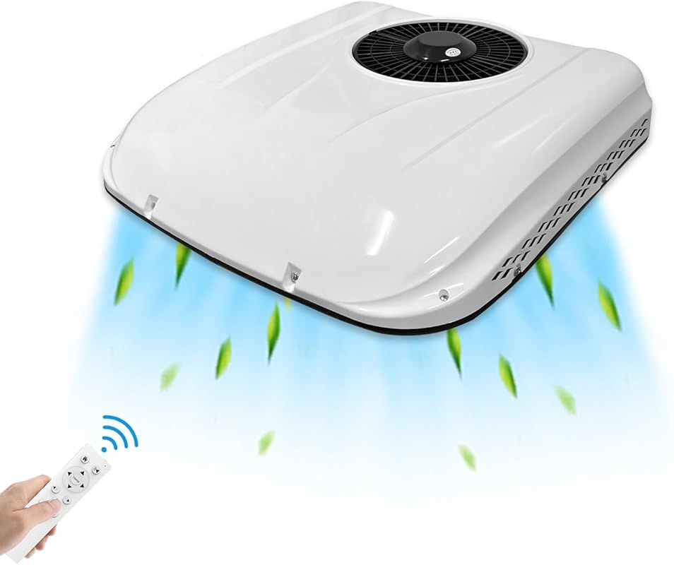12V DC RV Rooftop Air Conditioner: 8000BTU Ultra-Thin Electric Parking