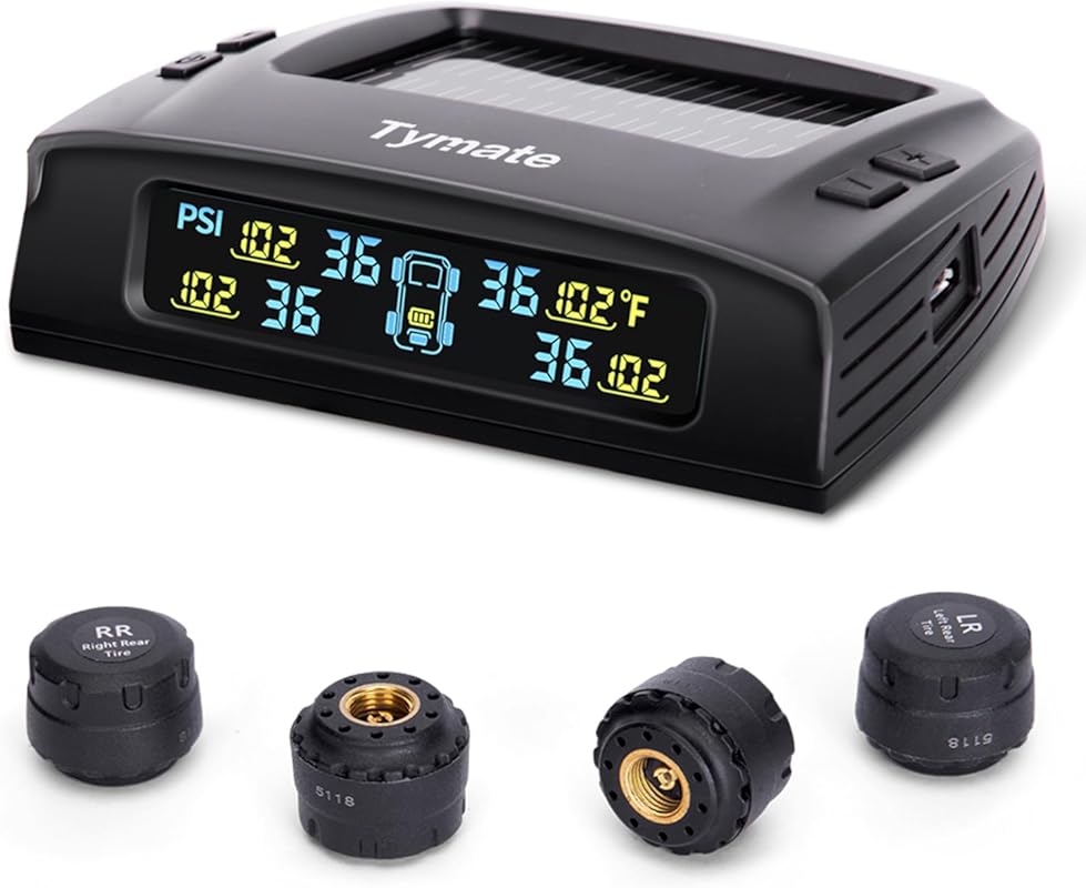 Tymate TM2 RV TPMS with Solar Charging, 4 Sensors, 6 Alarm Modes, and 