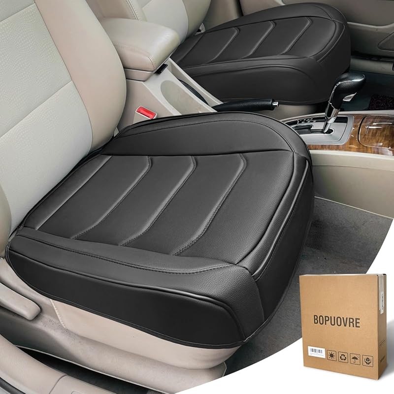 2-Piece PU Leather Car Seat Cover with Anti-Slip Design and Storage Po