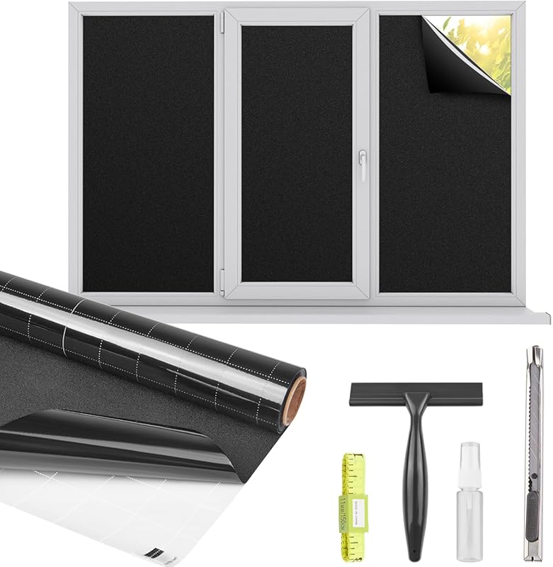 Kromapolis Blackout Window Film Blocks Total Light and Darkens Rooms o