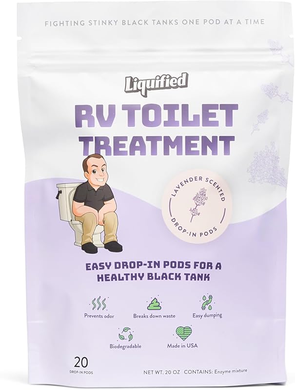 Liquified RV Toilet Treatment Drop-Ins for Odor Prevention and Waste B