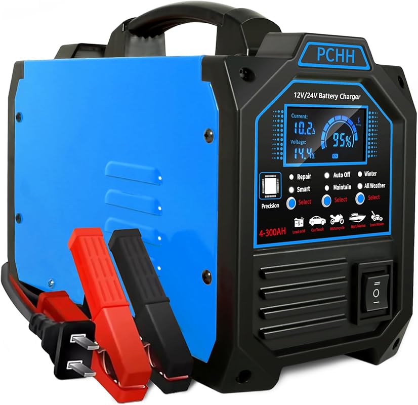 12V 24V Heavy-Duty 15A Automatic Battery Charger and Maintainer for Au
