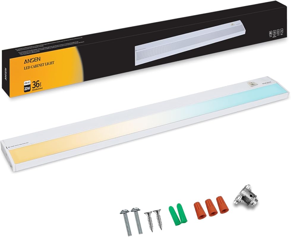 Ansen 36-Inch Hardwired Under Cabinet LED Light with Dimmable 3 Color 