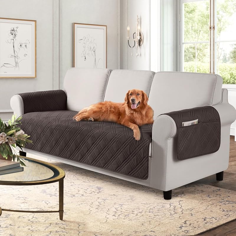 Waterproof Sofa Cover for Dogs with Non-Slip Backing and Side Pocket f