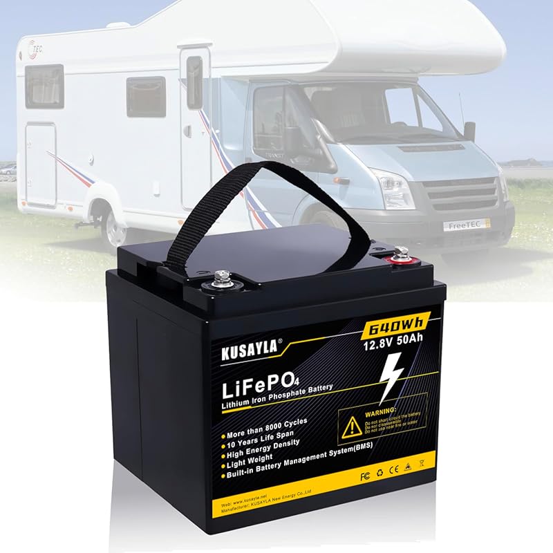 12.8V 50Ah LiFePO4 Battery with 8,000+ Deep Cycles and BMS for Solar a