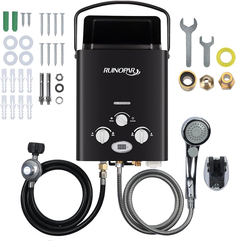 Portable Propane Tankless Water Heater with 1.58 GPM and Digital Displ