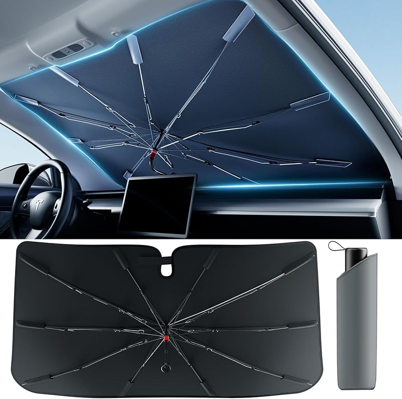 Bolamp Car Windshield Sun Shade with Spring Structure Protects Interio