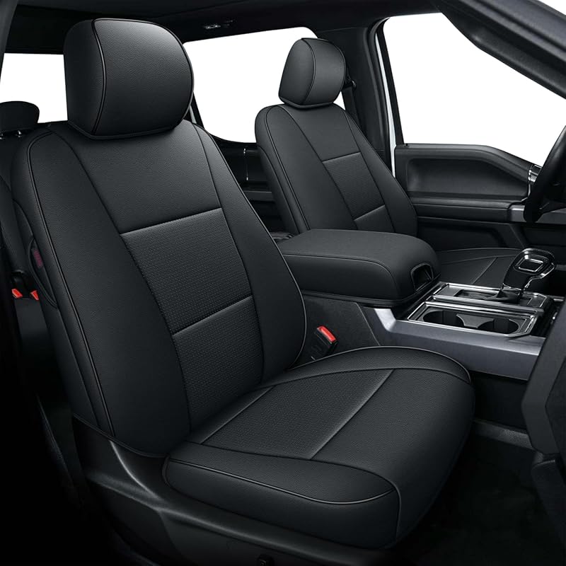 AOMSAZTO Custom Fit Faux Leather Seat Covers for Ford F150 and Super D