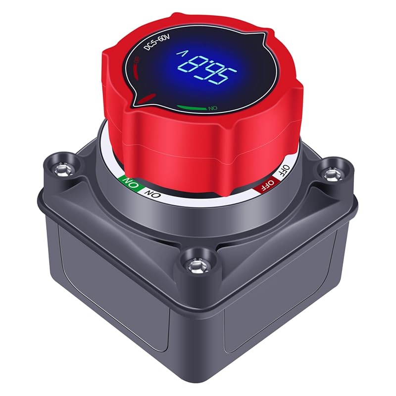 Battery Disconnect Switch with Voltage Display for DC 5-60V Systems, f