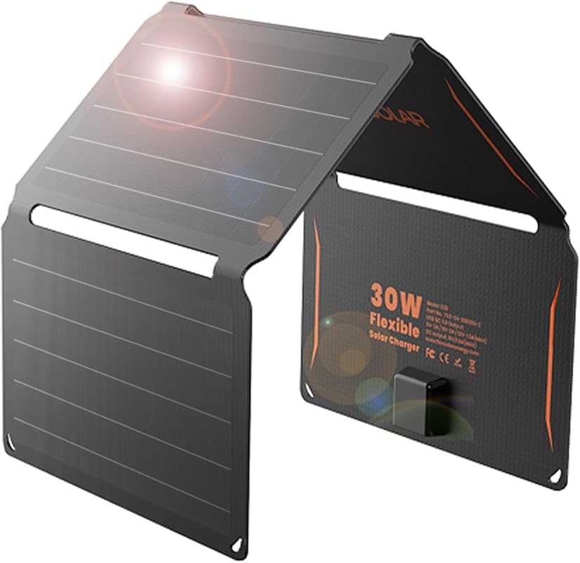 FlexSolar 30W Foldable Solar Panel Charger with USB-A and USB-C Output