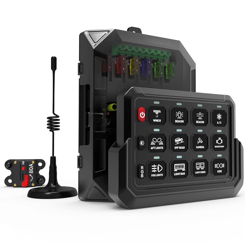 Wireless RGB 12-Gang Switch Panel with 600ft Remote Range and Multifun