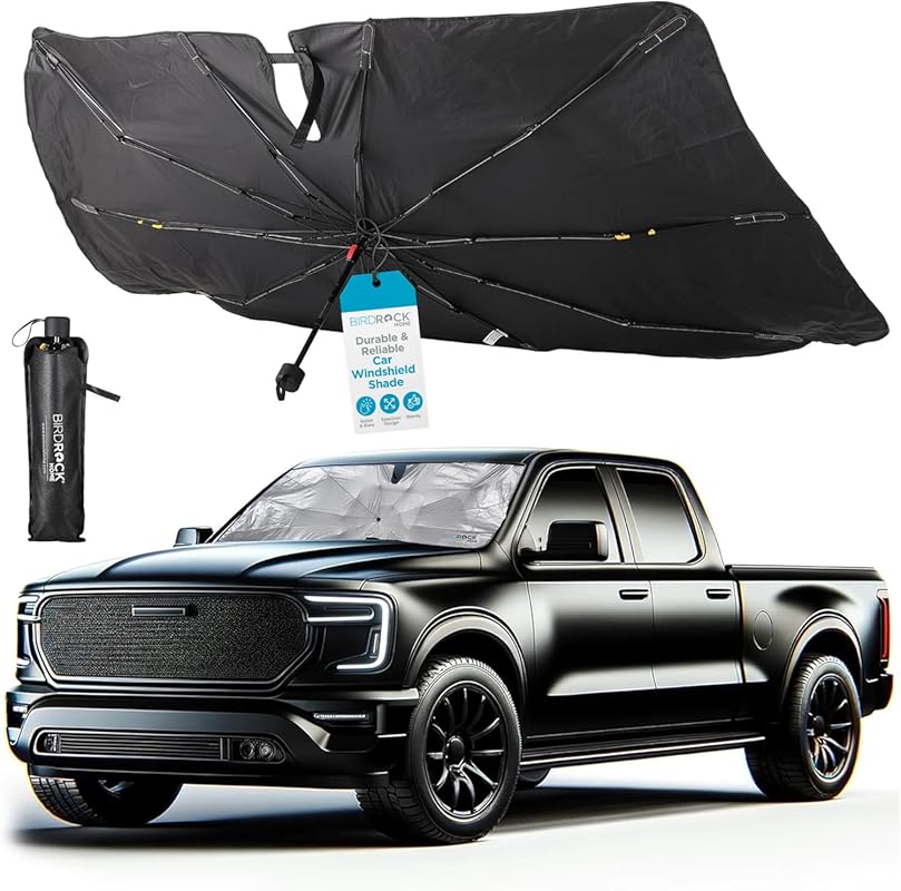 BIRDROCK HOME Car Windshield Sun Shade Umbrella - Foldable Cover UV Bl