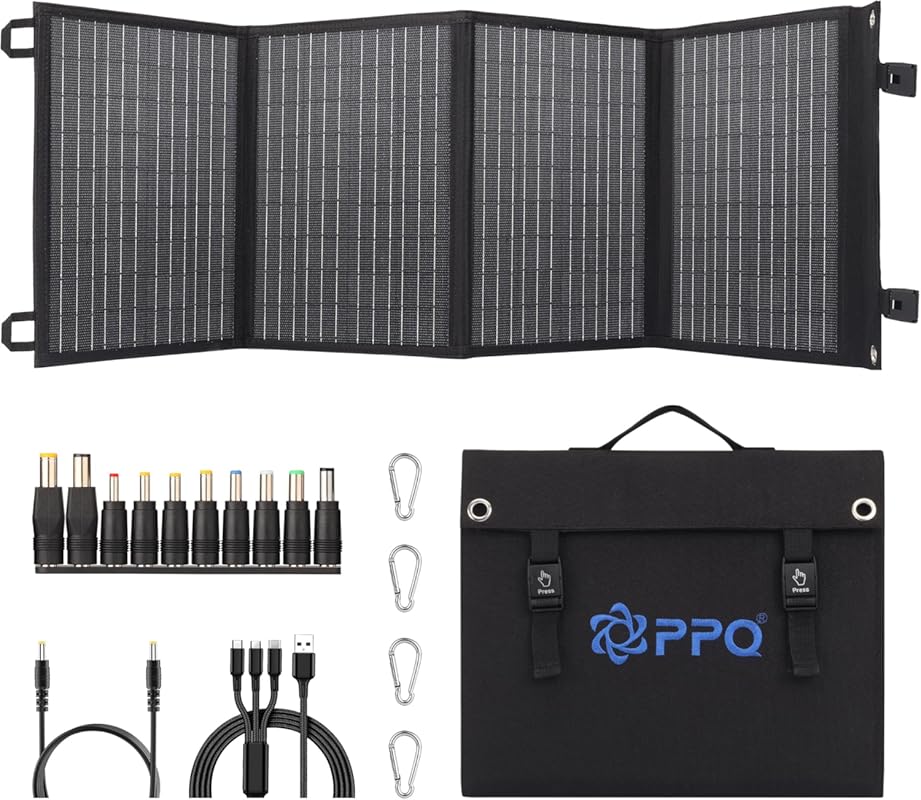 PPQ 40W Foldable Briefcase Solar Charger with Multiple Outputs for Pho