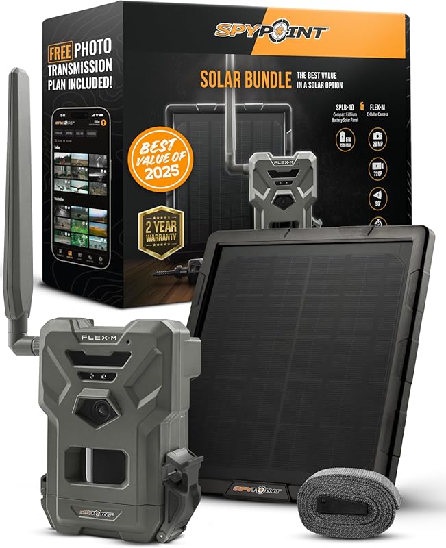 SPYPOINT Flex-M Solar Bundle - Cellular Trail Camera with Solar Panel,