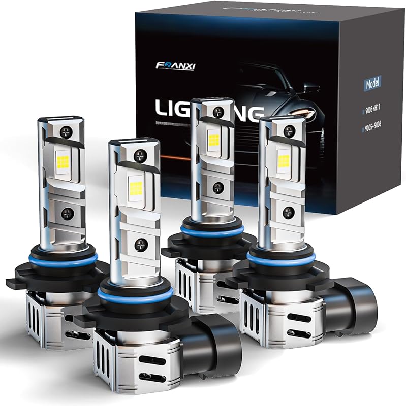 FRANXI 9005 H11 LED Bulbs Combo: 32,000LM, 6000K Cool White, Cooling F