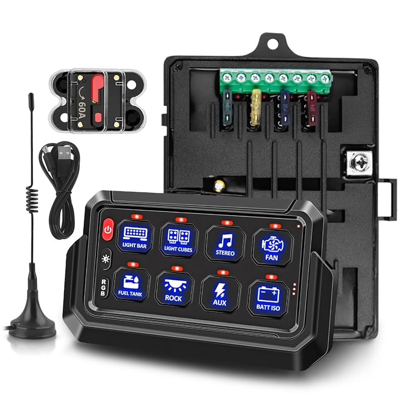 Chelhead Wireless 8 Gang Switch Panel with 165FT Remote Control RGB an