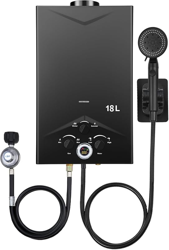 4.74 GPM 18L Portable Propane Tankless Water Heater with Digital Displ