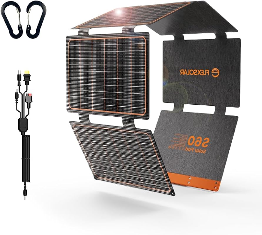 FlexSolar 60W Foldable Solar Panel with PD3.0 USB-C, QC3.0 USB-A, and 