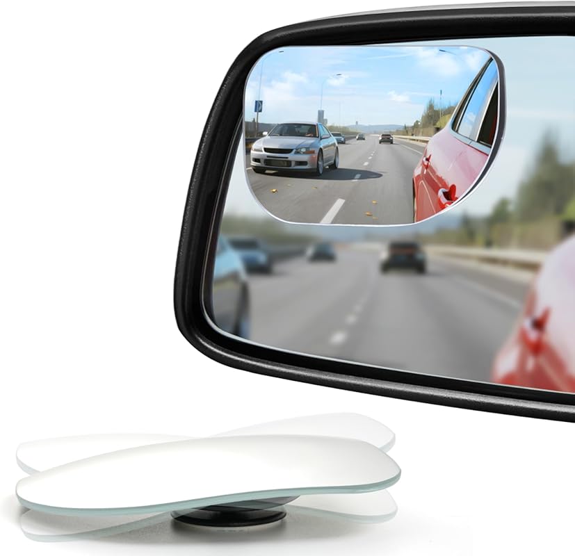 LivTee XLarge Blind Spot Mirror with Rounded Rectangle HD Glass and Ad
