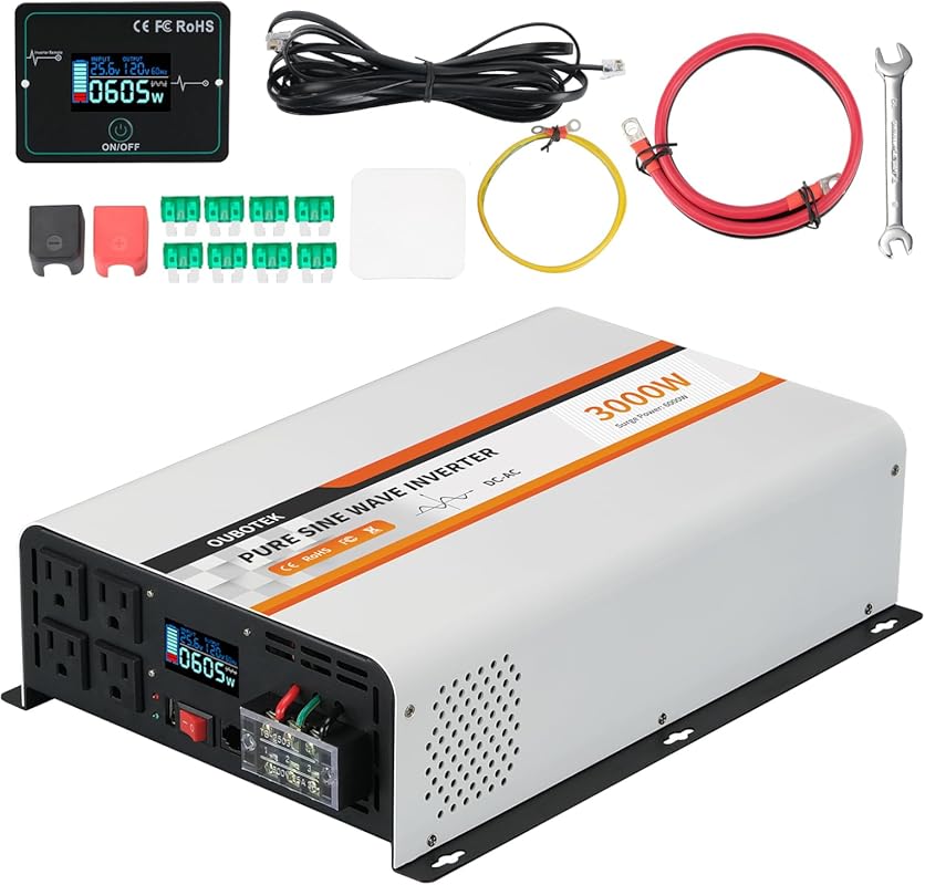 3000W 24V Pure Sine Wave Inverter with LCD Display, Remote Controller,