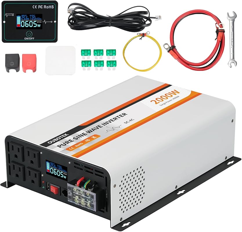 2000W 24V Pure Sine Wave Inverter with LCD Display, Remote Controller,