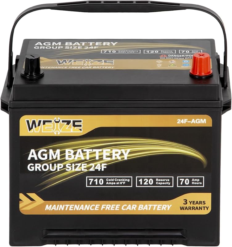 Weize Platinum AGM Battery BCI Group 24F Automotive Battery, 120RC, 71
