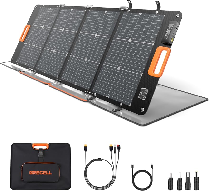 GRECELL 120W Portable Bifacial Solar Panel with USB Outputs for Campin
