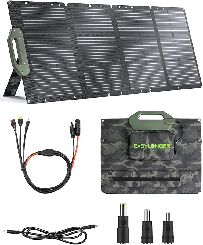 EASYLONGER 110W Foldable Solar Panel for Charging CPAP Batteries and P