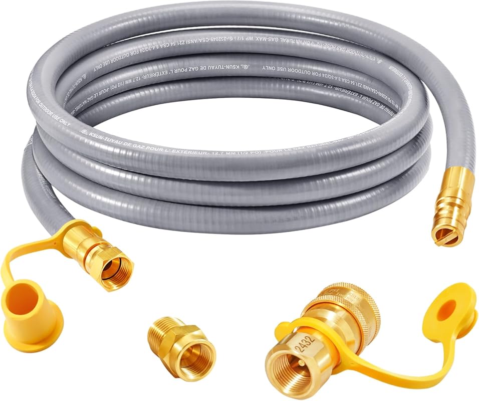GasSaf 8-Foot Natural Gas Hose with Quick Connect Fitting for Grills a