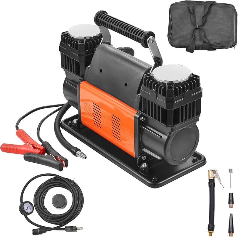 VEVOR 12V Portable Air Compressor with 10.6 CFM and Dual Cylinder for