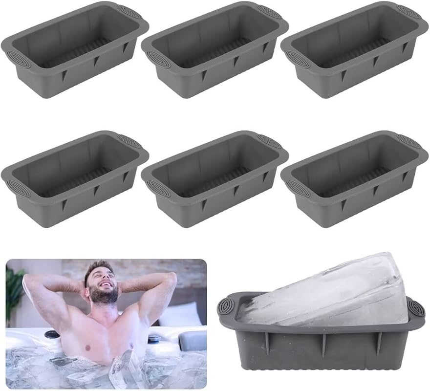 6-Pack Silicone Ice Block Molds for Ice Baths, Makes 15lbs of Large Ic