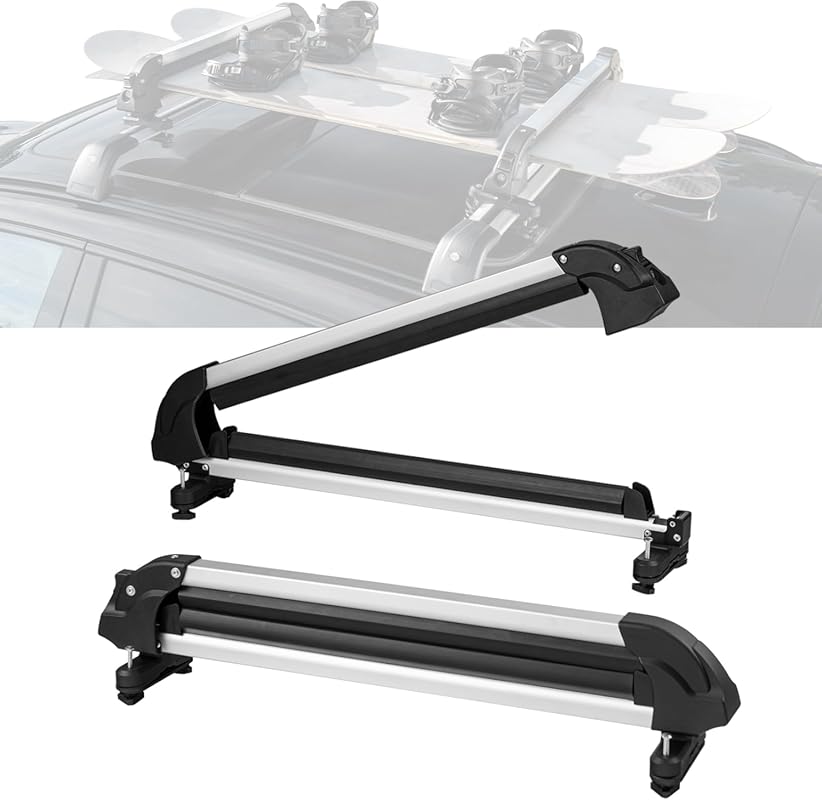VEVOR Universal Locking Ski and Snowboard Roof Rack with Rubber Paddin