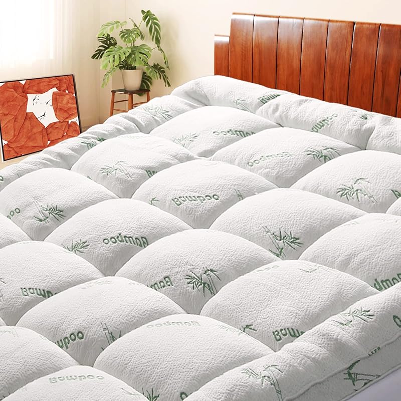 Short Queen RV Mattress Topper with Bamboo Viscose and Quilted Down Al