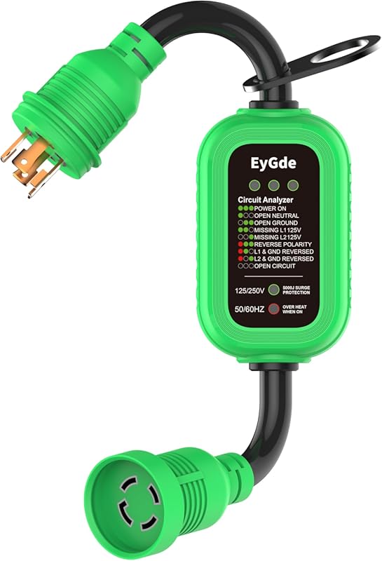 EyGde 30 Amp Twist Lock Adapter with 5000J Surge Protector and Circuit