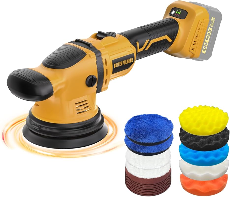 Cordless Buffer Polisher Kit Compatible with Dewalt 20V Batteries, 6-I