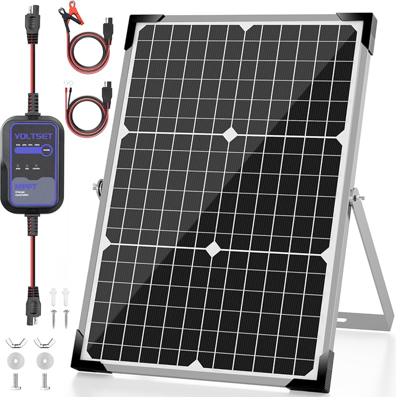 30W 12V Solar Panel Kit with MPPT Controller and Adjustable Mount for